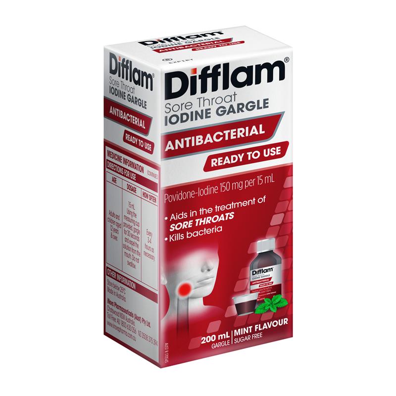 Difflam Plus Ready To Use Sore Throat Gargle - Mint Flavor 200ml