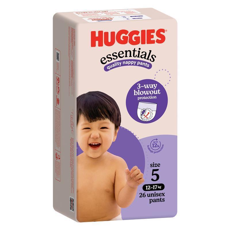 Huggies Essentials Nappy Pants Size 5 12-17kg 26 Pack