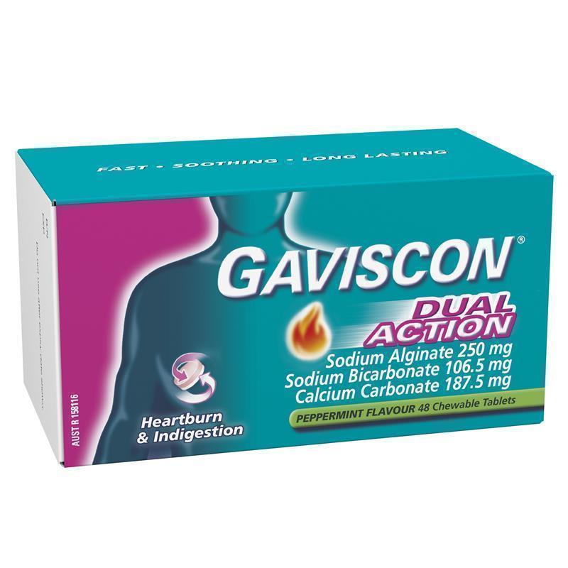 Gaviscon Dual Action Tablets for Heartburn and Indigestion 48 Pack