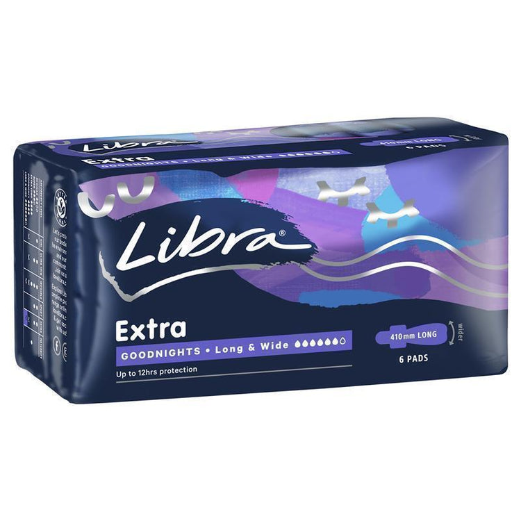 Libra Goodnights Pads Extra Long Wide 6 Pack