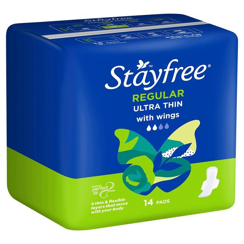 Stayfree Ultra Thin Regular Sanitary Pads With Wings 14 Pack