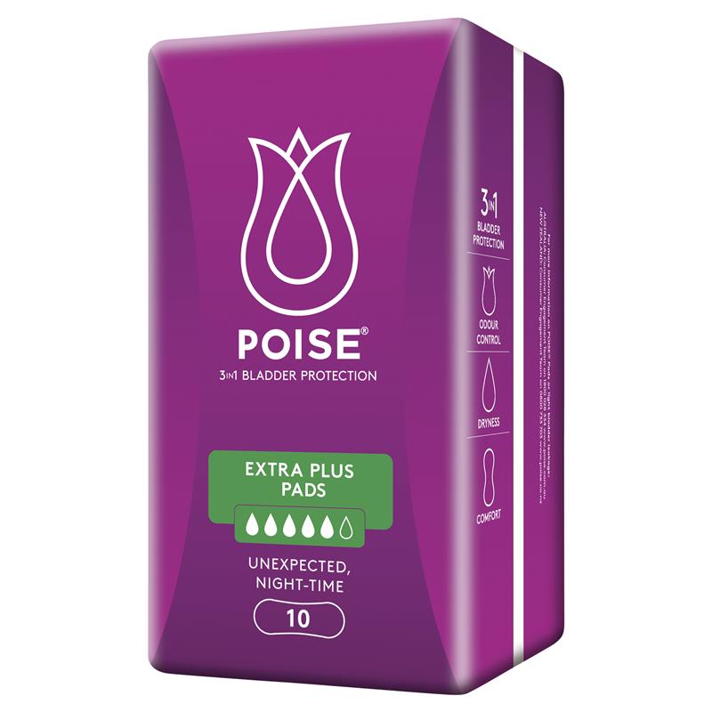Poise Pads Extra Plus 10 Pack - Discreet Bladder Protection