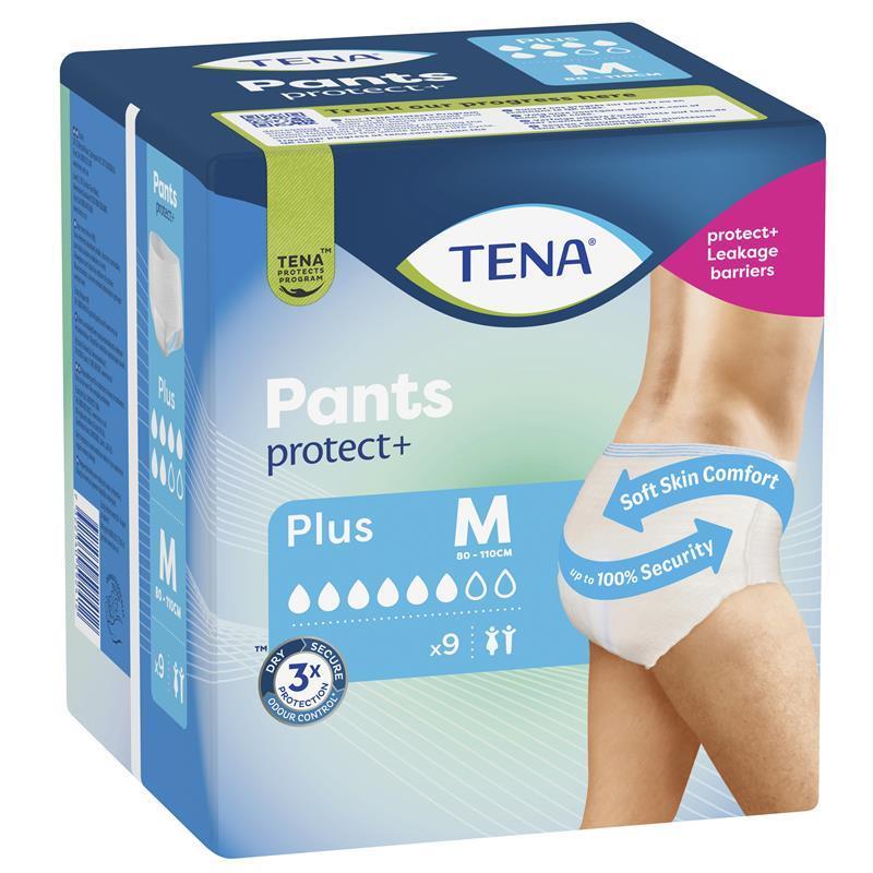 TENA Protect+ Incontinence Pants Medium 9-Pants, Unisex, Superior Leak Protection