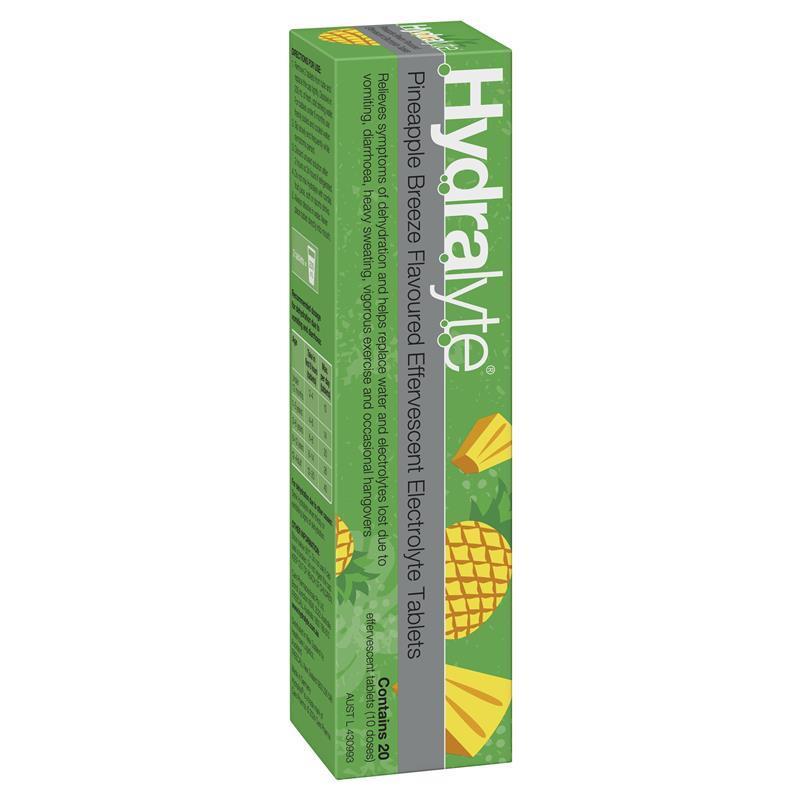 Hydralyte Electrolyte Effervescent Tablets - Pineapple Breeze (20 Tablets)