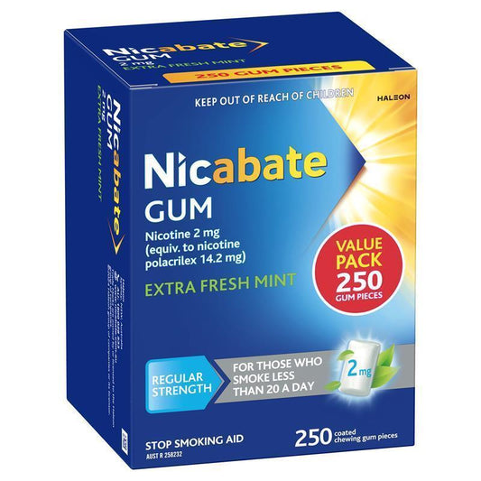 Nicabate Gum 4mg Extra Fresh 250 Pieces - Stronger Support for Smokers