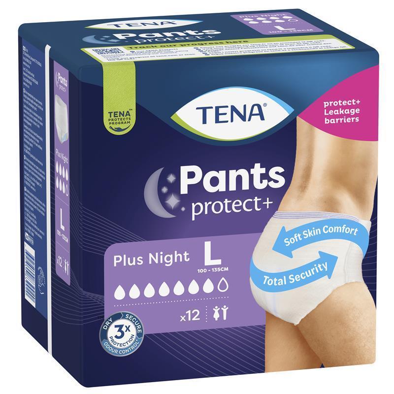 Tena Night Incontinence Pants - Large, 12 Pants, Dermatologist Tested