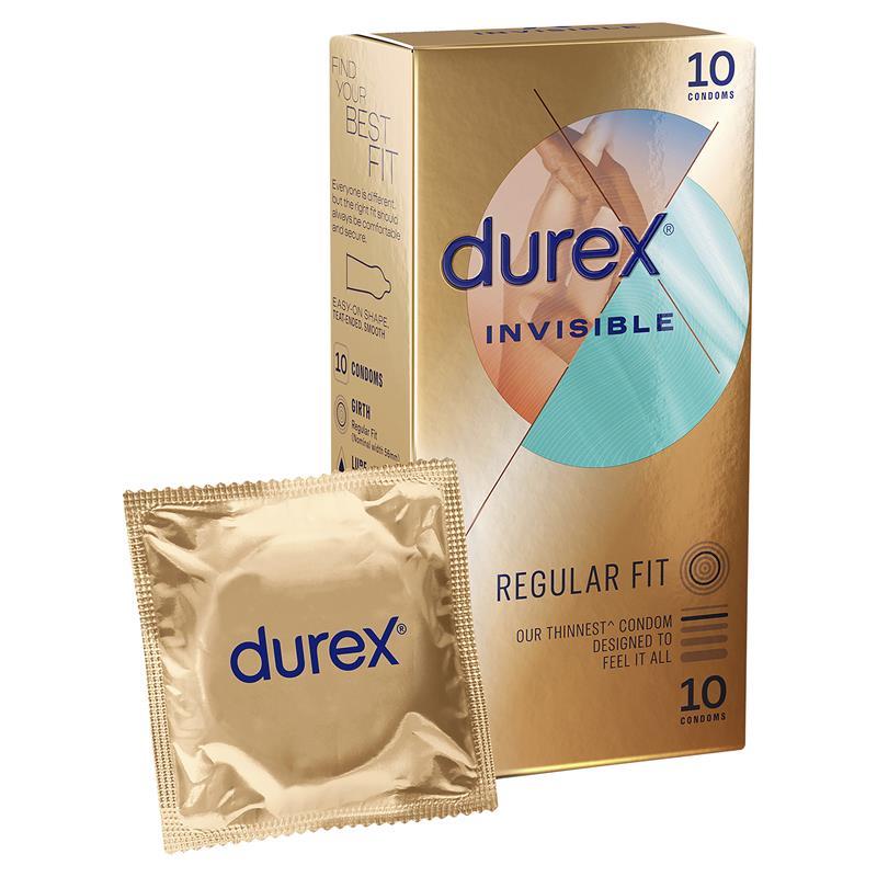 Durex Invisible Regular Fit Condoms - 10 Pack for Ultimate Sensation