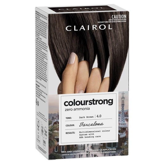 Clairol Colour Strong Permanent Colour Kit 4.0 Dark Brown - Ammonia Free