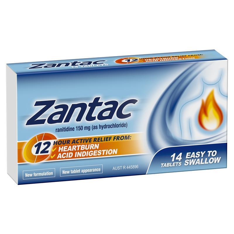 Zantac 12 Hour 150mg - 14 Tablets for Heartburn Relief