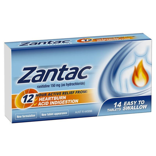 Zantac 12 Hour 150mg - 14 Tablets for Heartburn Relief