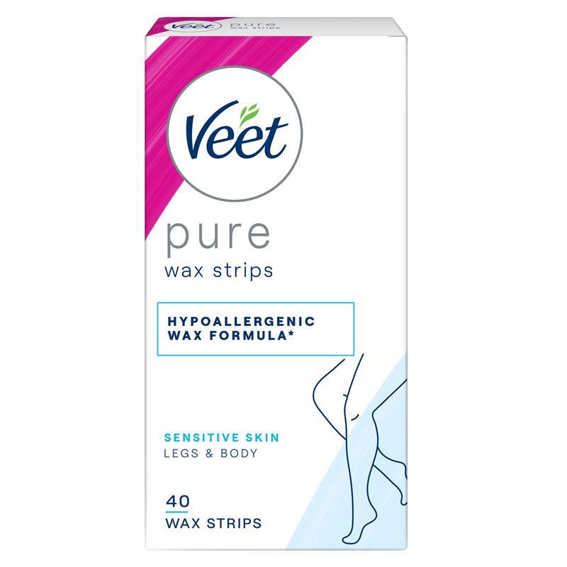 Veet Pure Cold Wax Strips for Legs - 40 Pack