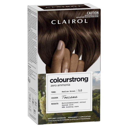 Clairol Colour Strong Permanent Colour Kit 5.0 Medium Brown - Ammonia Free