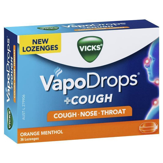 Vicks VapoDrops + Cough Orange Menthol Lozenges - 36 Count