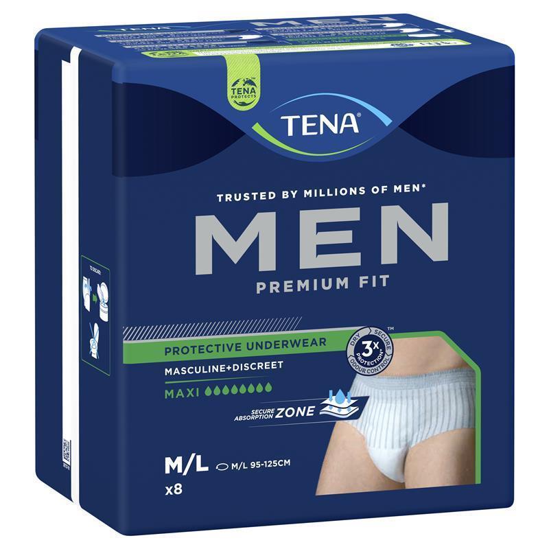 Tena Men Level 4 Incontinence Pants, Medium/Large, 8-Pants