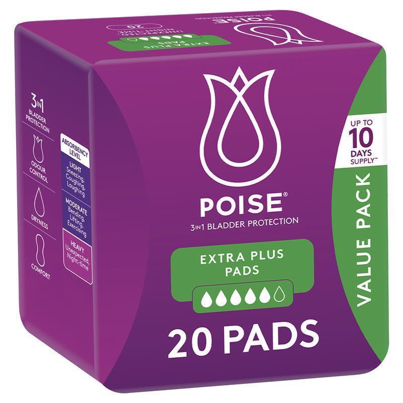 Poise Pads Extra Plus 20 Bulk Pack