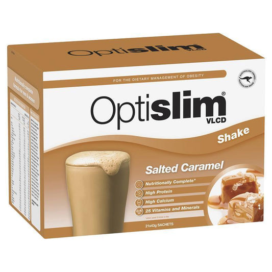 Optislim VLCD Meal Replacement Shake Salted Caramel 21x43g Sachets - Delicious Weight Management