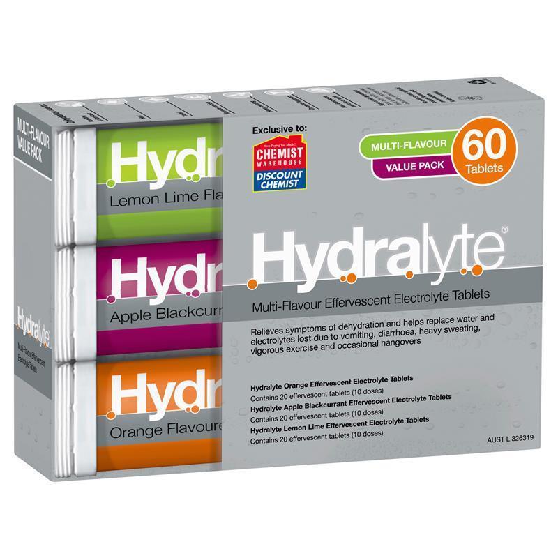 Hydralyte Electrolyte Effervescent Tablets - Multi-Flavour (60 Tablets)