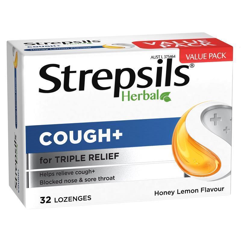 Strepsils Herbal Cough Lozenges Honey Lemon 32 Pack