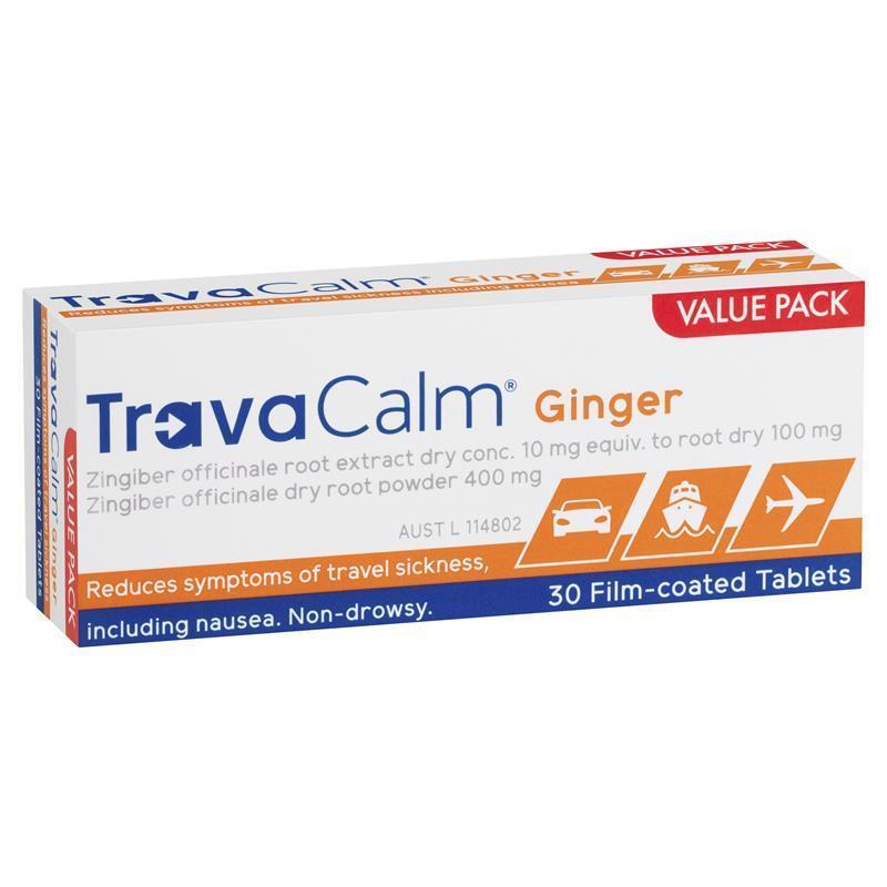 Travacalm Ginger Tablets - 30 Count for Natural Relief