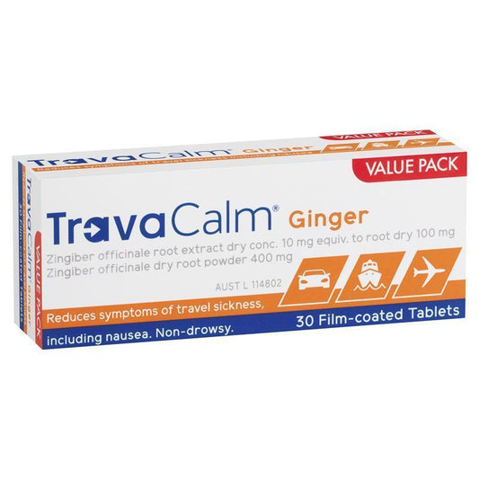 Travacalm Ginger Tablets - 30 Count for Natural Relief