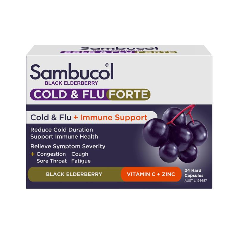 Sambucol Cold & Flu Forte - 24 Capsules for Immune Support