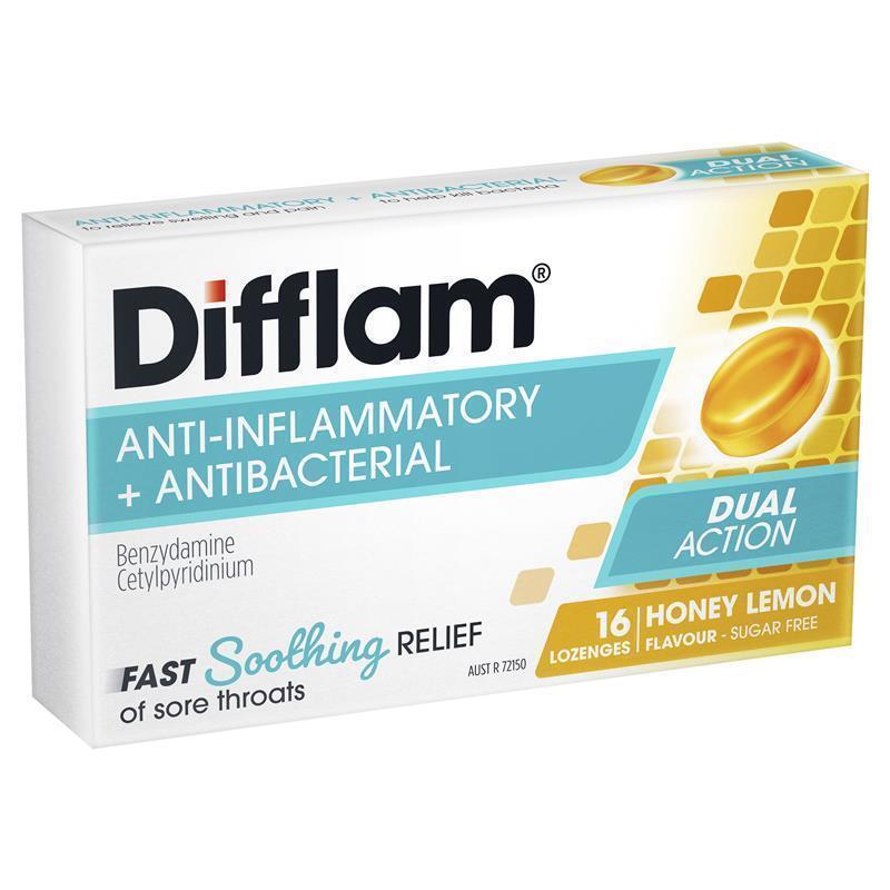 Difflam Sore Throat Lozenges - Sugar Free Honey and Lemon, 16 Count