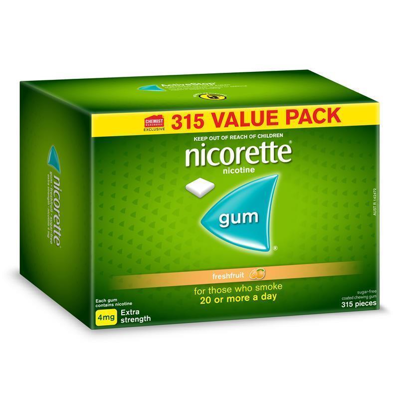 Nicorette Gum 4mg Fresh Fruit - 315 Pieces (Exclusive Size)