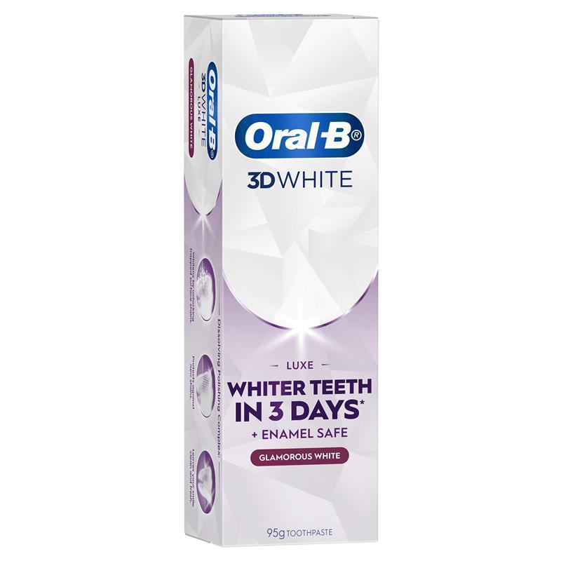 Oral-B 3D White Luxe Glamorous White Toothpaste 95g - Whitening Mint Formula
