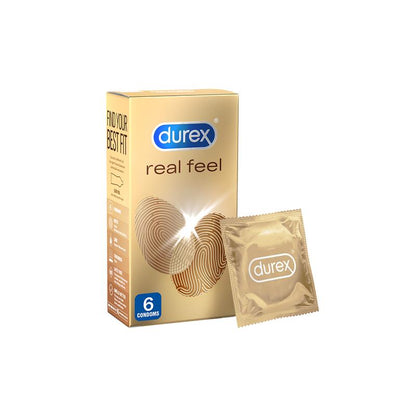Durex RealFeel Polyisoprene Condoms - 6 Pack, Non-Latex, Natural Feel