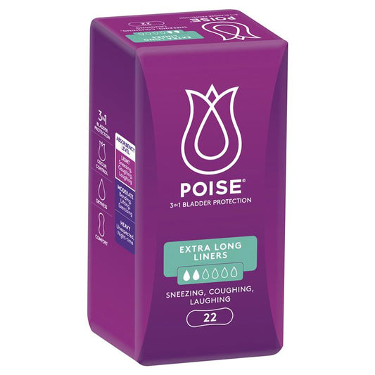 Poise Extra Long Liners - 22 Pack for Ultimate Bladder Protection