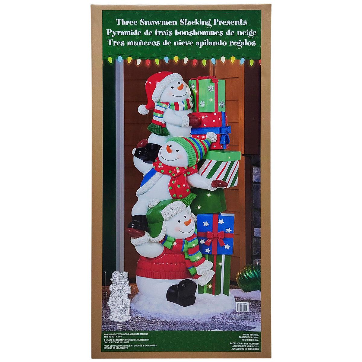 3 Stacked Snowman Christmas Decoration With LED Lights