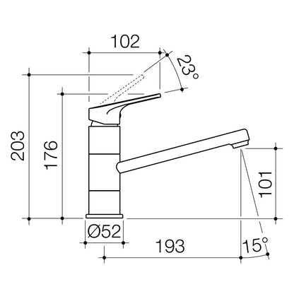 Dorf Chrome Lead Free Kip Sink Mixer - 52 x 176 x 193mm