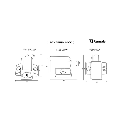 Remsafe White Mini Push Lock - 45 x 25 x 47mm