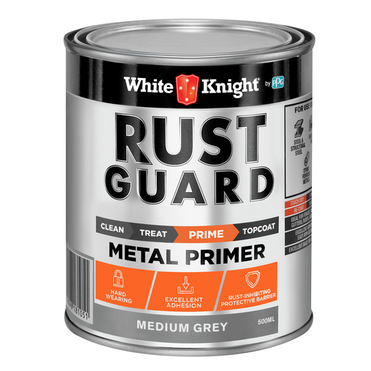 White Knight Rust Guard Metal Primer Paint - Grey 0.5L