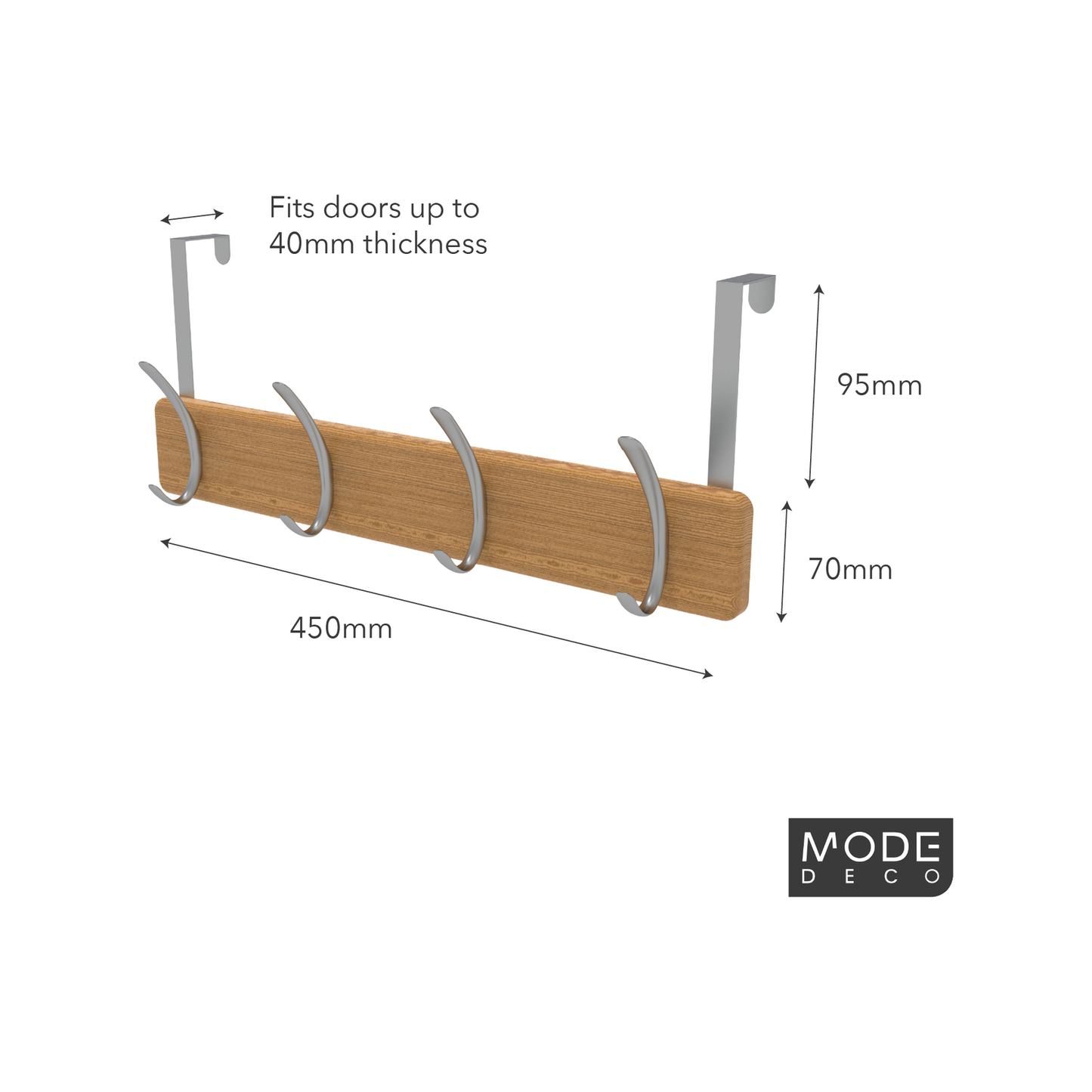 Mode Over Door Hanger - 4 Hooks - 450 x 70mm