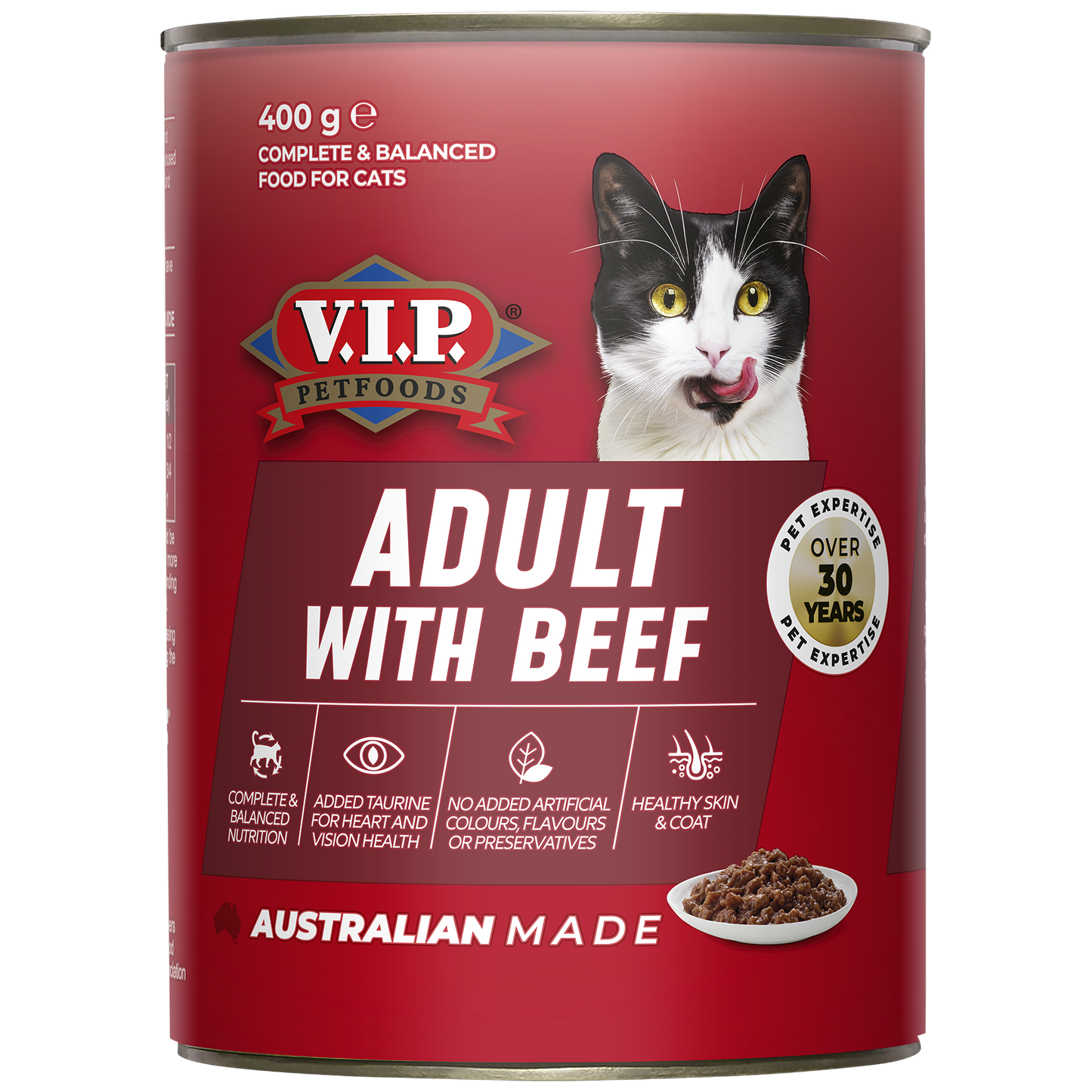 VIP Beef Flavour Adult Wet Cat Food - 400g - 12 Pack