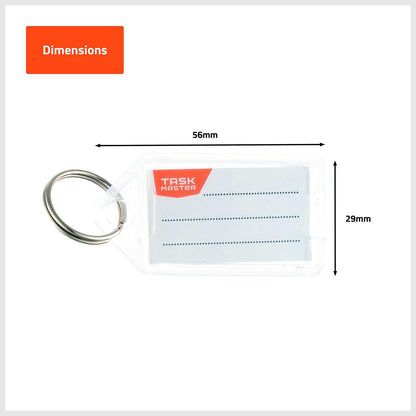 Taskmaster Clear Key Tags - 56 x 29 x 6mm - 50 Pack