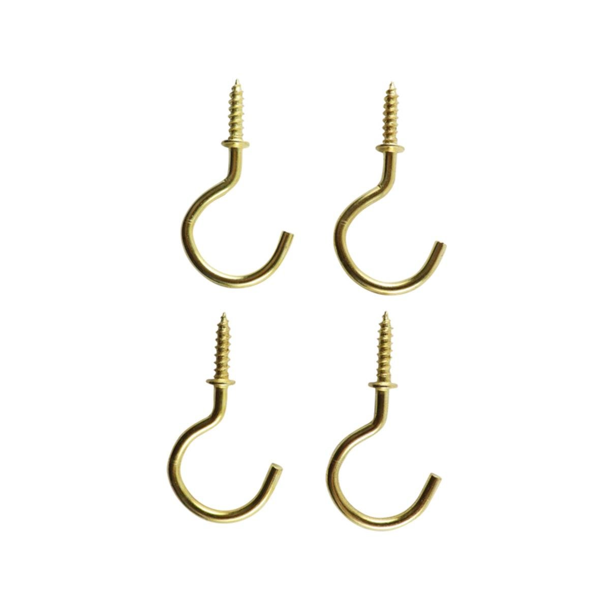 Everhang Cup Hooks - 18mm - Brass Plated - Easy Installation - 4 Pack