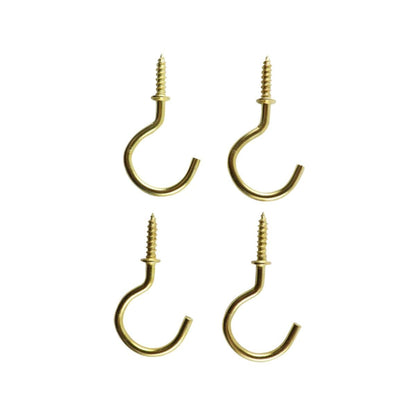 Everhang Cup Hooks - 18mm - Brass Plated - Easy Installation - 4 Pack