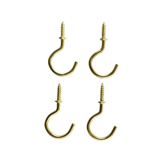 Everhang Cup Hooks - 18mm - Brass Plated - Easy Installation - 4 Pack