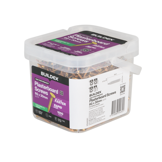 Buildex Plasterboard Screws - 6g x 30mm - Gold - 1000 Pack