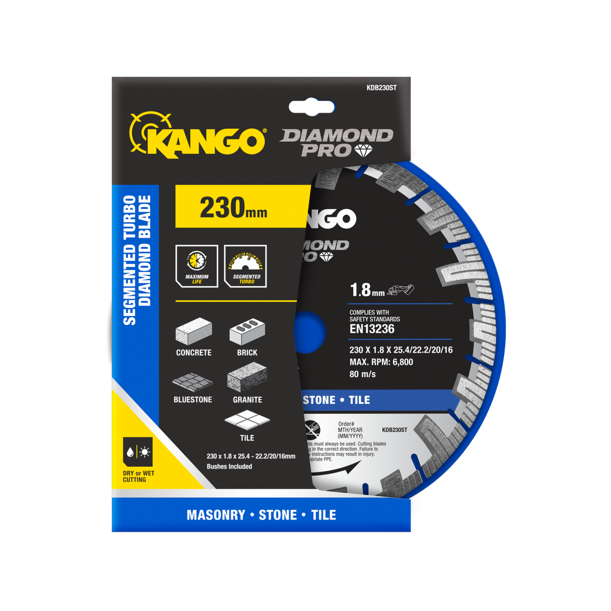 Kango Segmented Turbo Diamond Blade - 230mm - Diamond - Dry Cutting