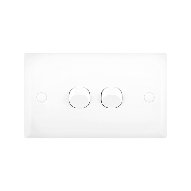 DETA White Solid Plate 2 Gang Switch