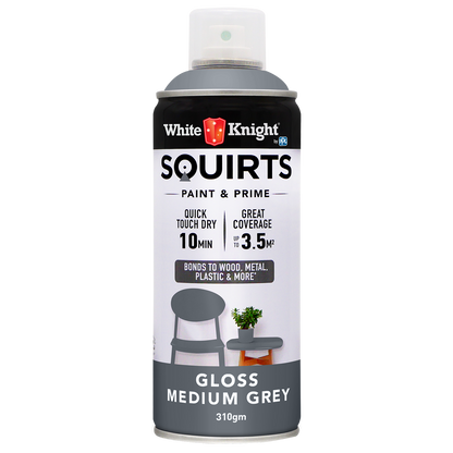White Knight Squirts Medium Grey Gloss Spray Paint - 310g
