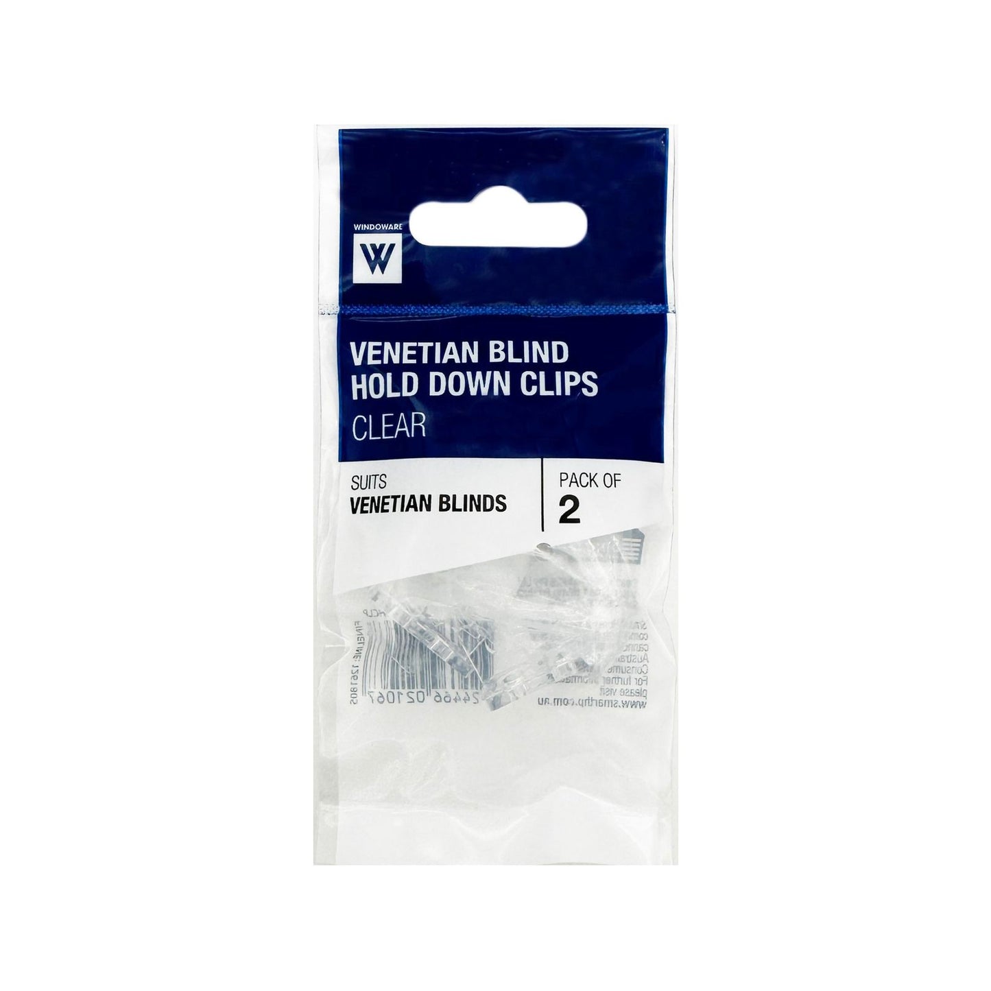 Windoware Venetian Blind Hold Down Clip - 2 Pack - Clear