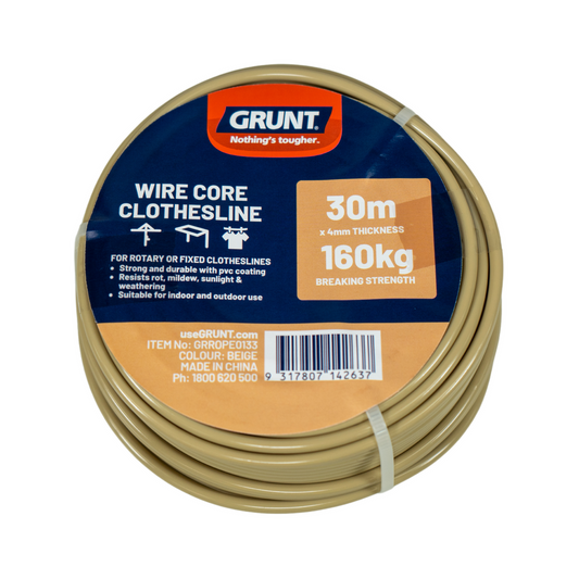 Grunt Beige Wire Core Clothesline - 4mm x 30m