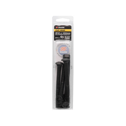 Zenith M10 Black Cup Head Bolt - 100mm - 2 Pack