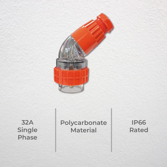Deta Single Phase 3 Pin Round Plug - 32A - 140 x 80 x 170mm