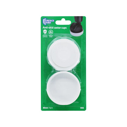 Surface Gard Non Slip Castor Cup - 60mm - 4 Pack - White