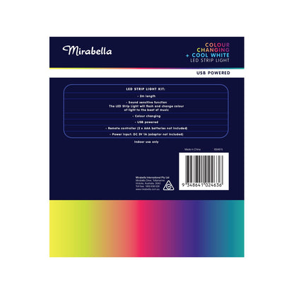 Mirabella Colour Changing Cool White LED Strip Light - 2m Each